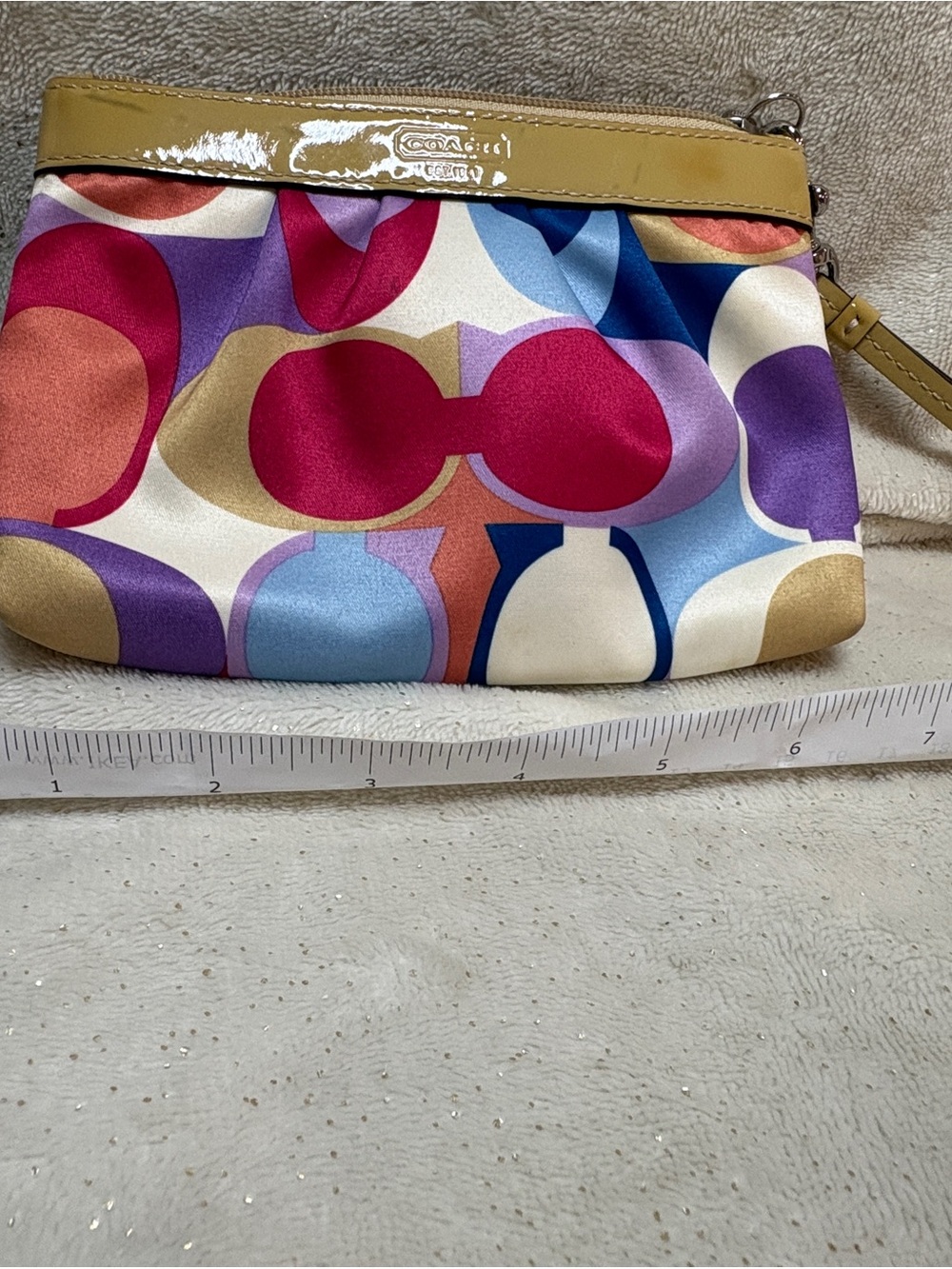 Coach Y2K Multicolor Signature C Satin Wristlet